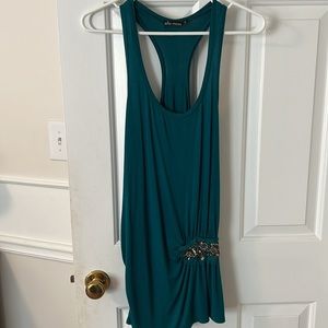 Ella moss teal tank with beaded waist size m